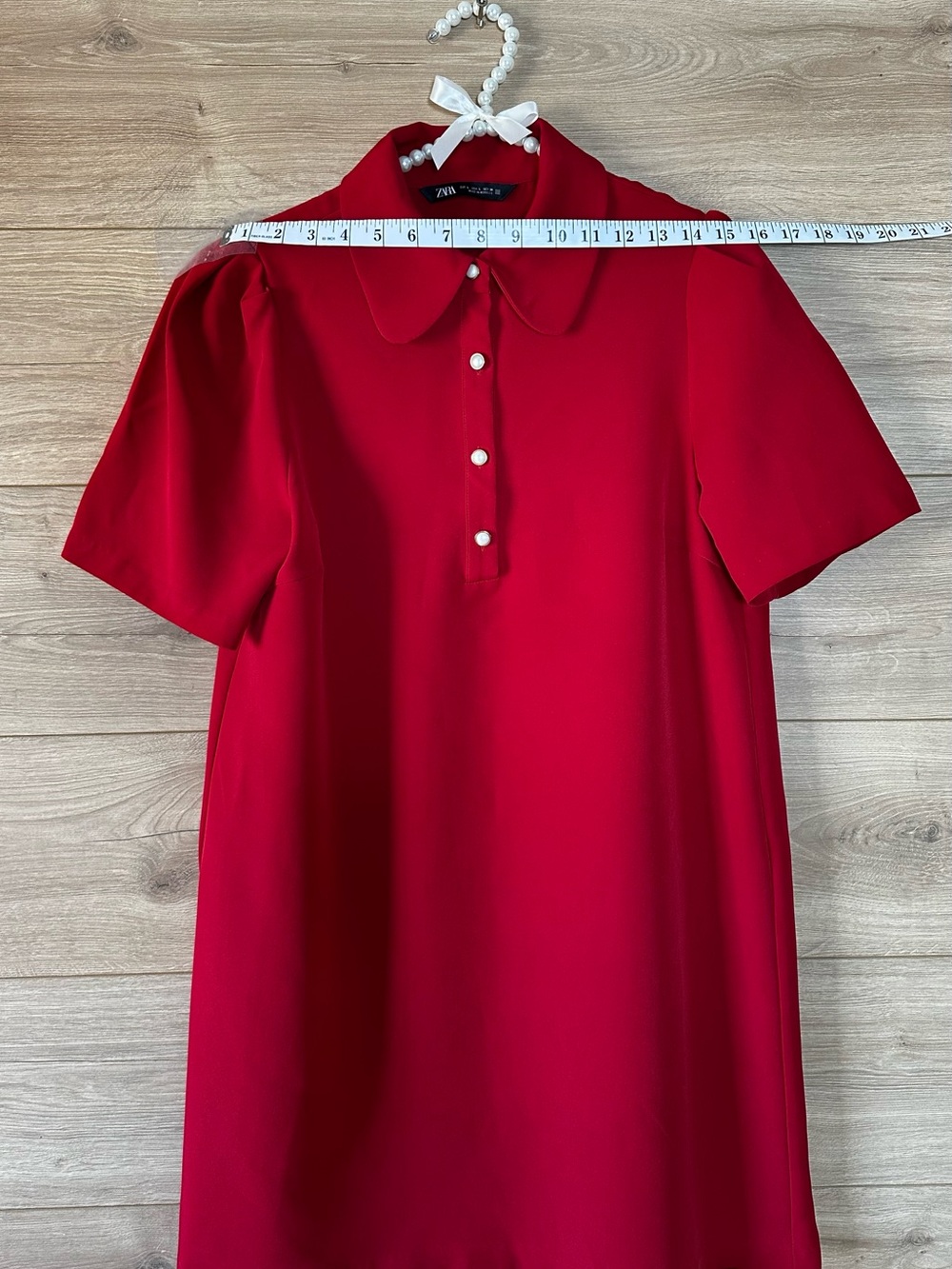 Zara Red Short Sleeve Polo Mini Dress - Picture 9 of 11